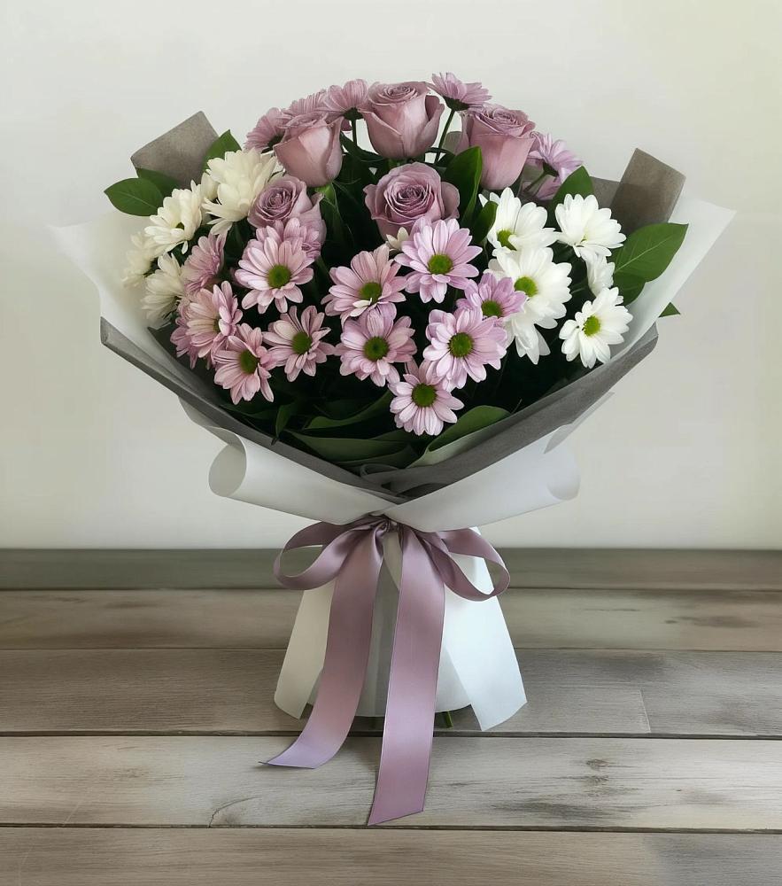 Букет цветов из: Хризантемы и Розы в Козельске