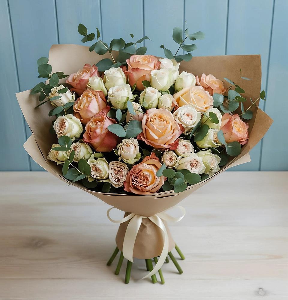 Букет цветов из: Альстромерии и Розы в Козельске