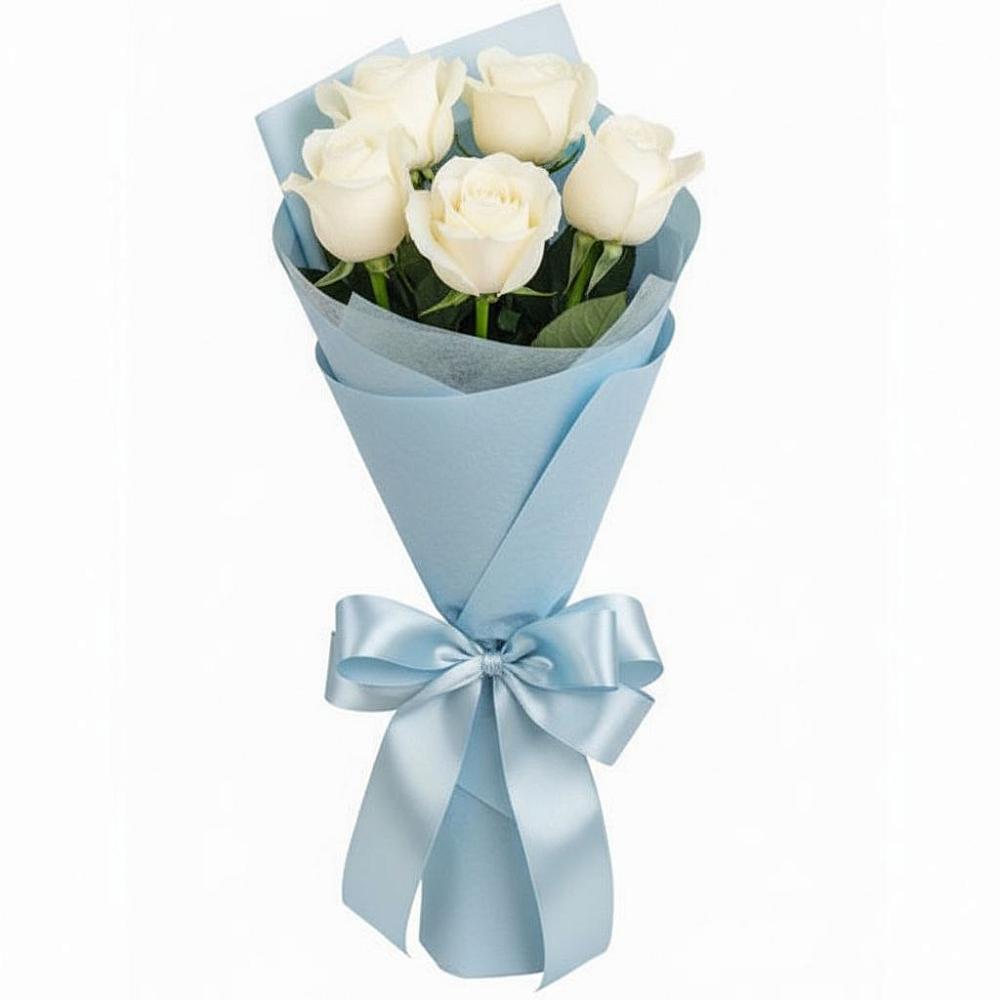 Букет 5 Белых роз Проуд в Козельске
