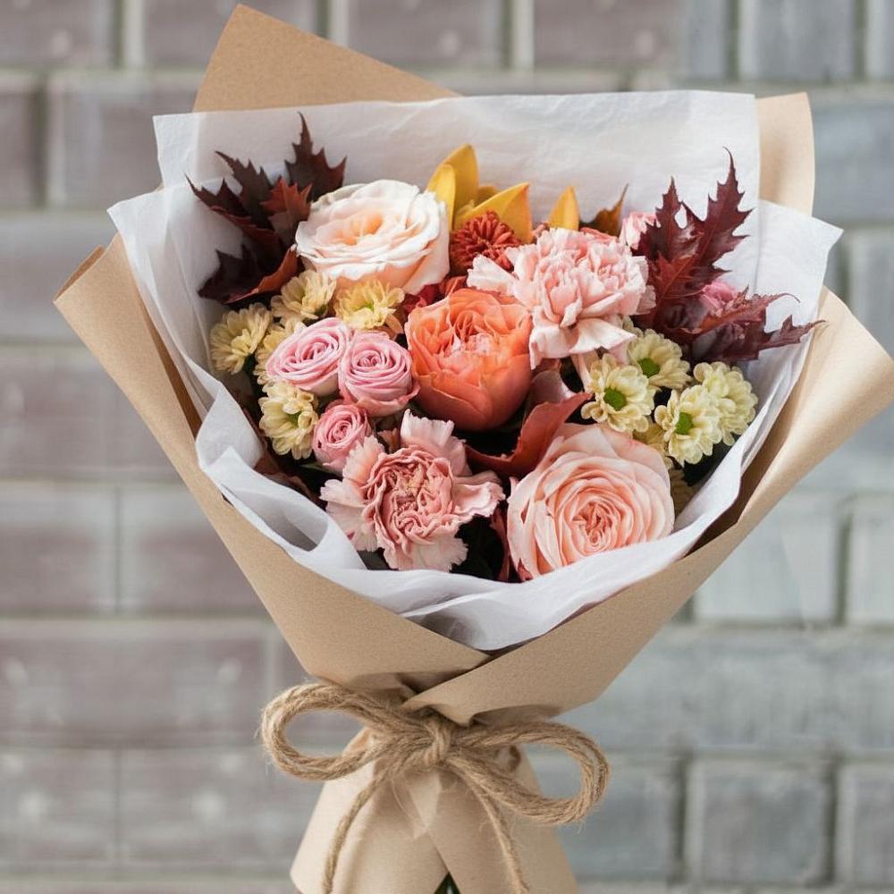 Букет цветов из: Гвоздики, Хризантемы и Розы в Козельске