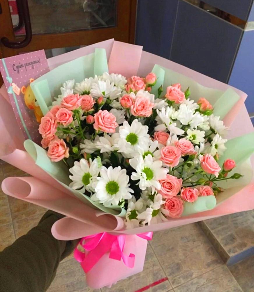 Букет цветов из: Розы и Хризантемы в Козельске