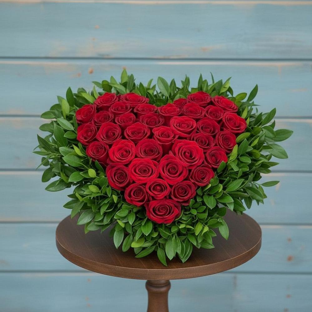 Цветочная композиция из Розы в виде сердца в Козельске