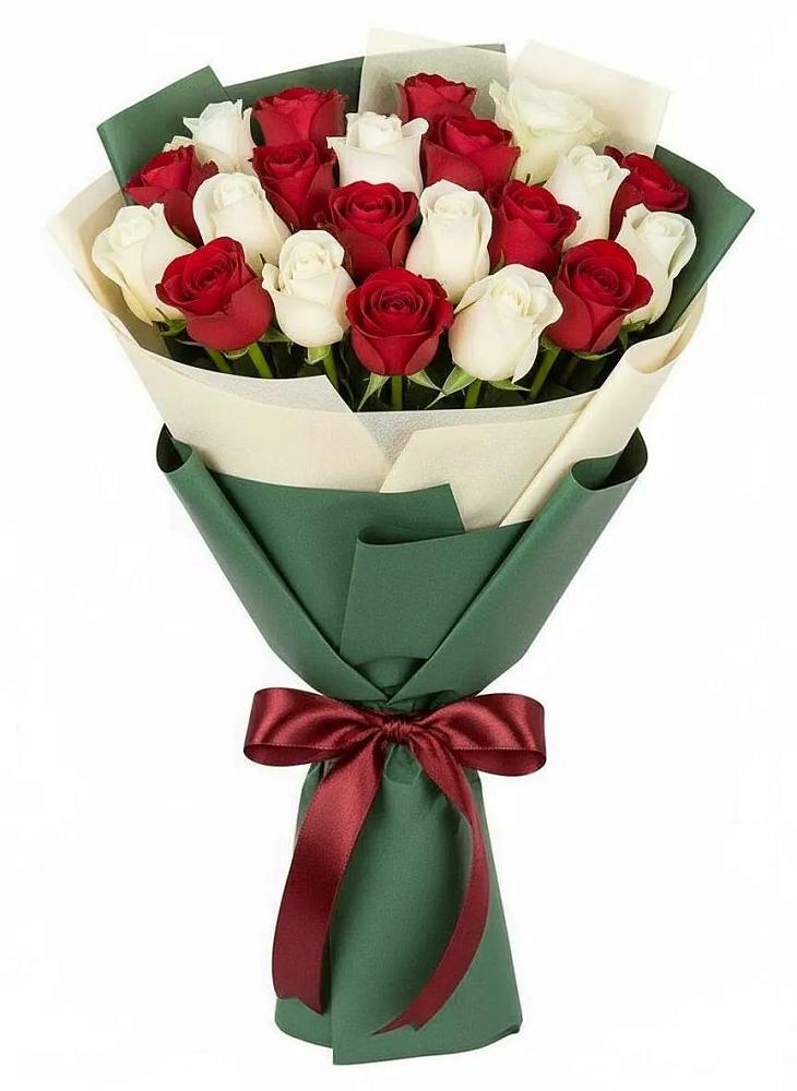 Букет Микс из красных и белых роз в Козельске