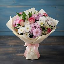 Букет цветов из:  Хризантемы, Альстромерии и Розы в Козельске