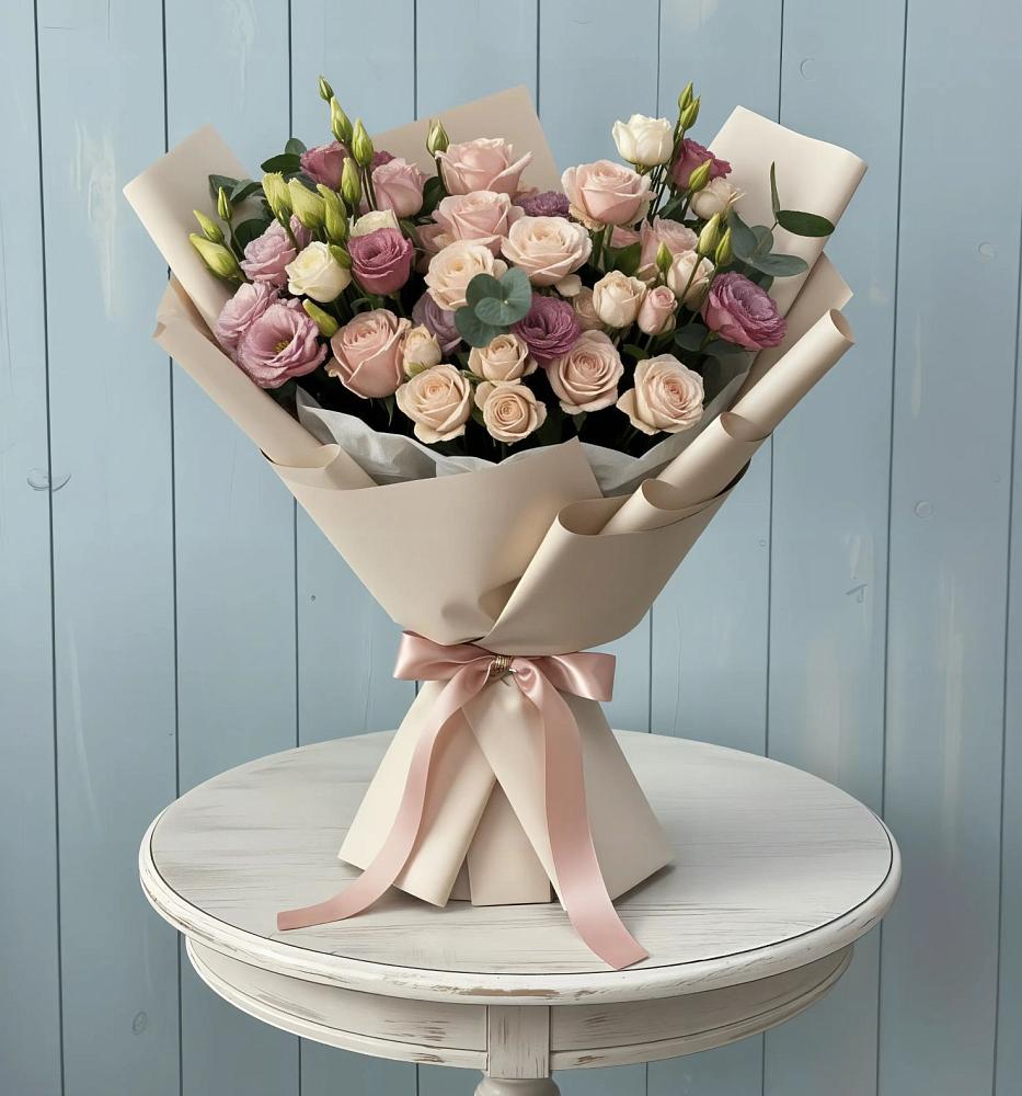 Букет цветов из: Розы и Лизиантусы в Козельске