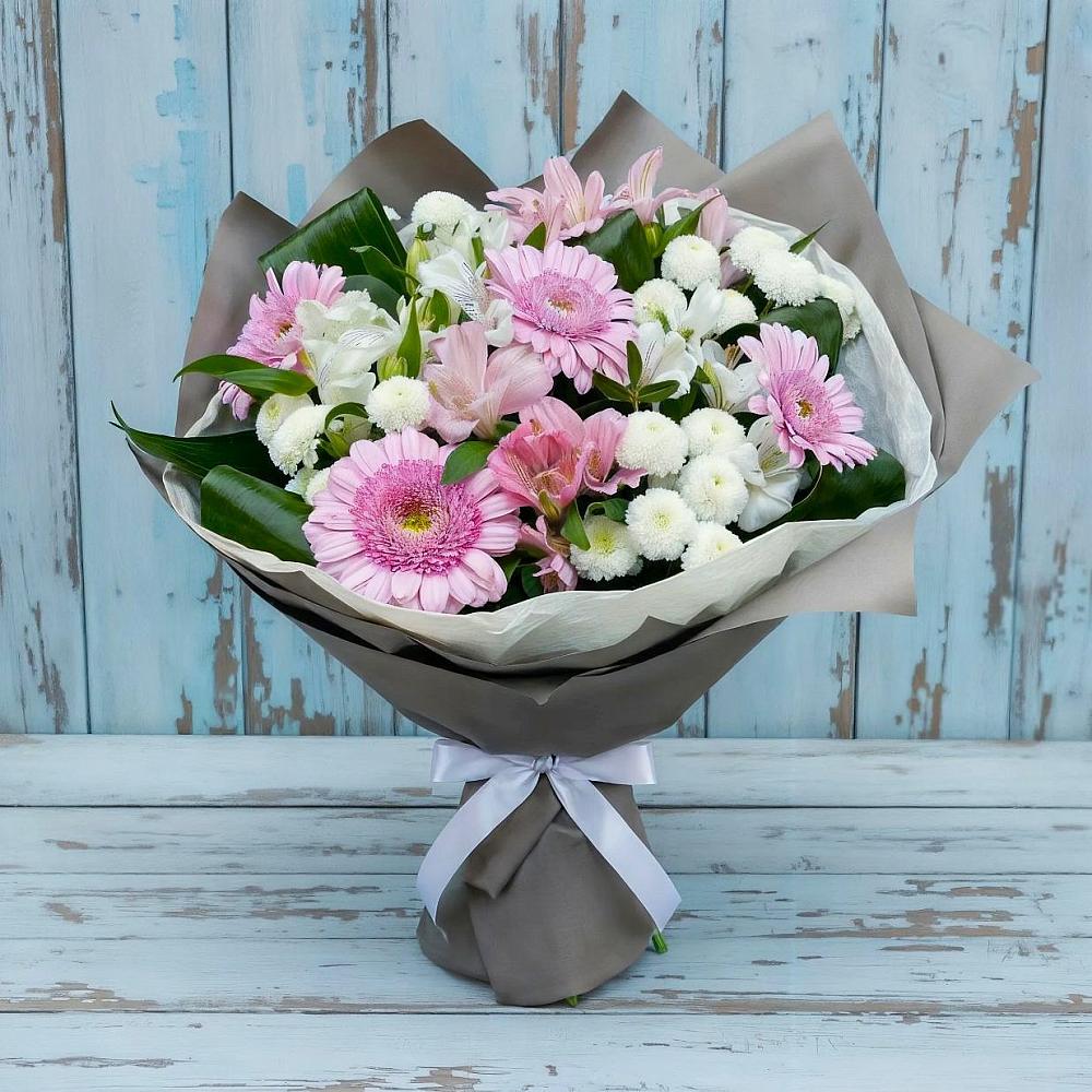 Букет цветов из: Герберы, Альстромерии и Хризантемы в Козельске