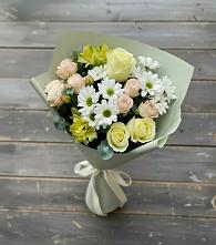 Букет цветов из:  Альстромерии, Розы и Хризантемы в Козельске