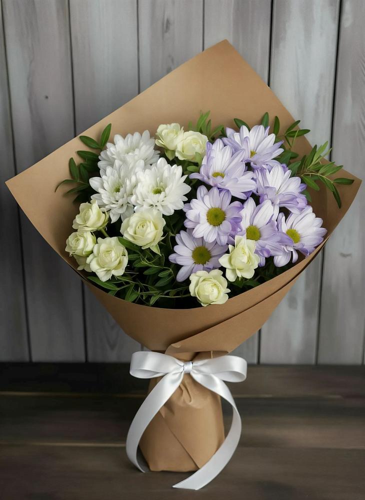 Букет цветов из: Хризантемы и Розы в Козельске