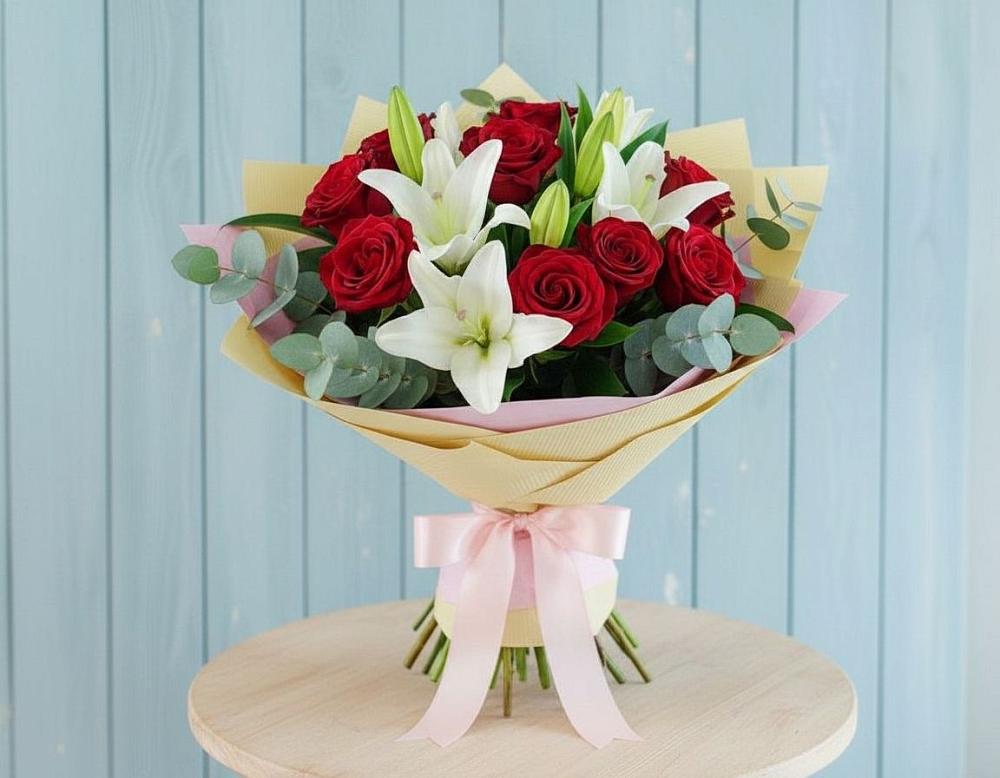 Букет цветов из: Лилии и Розы в Козельске